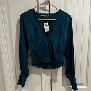 Abercrombie & Fitch Deep Teal V-Neck Blouse